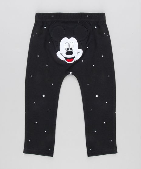 Calca-Infantil-Mickey-Estampada-de-Estrelas-em-Algodao---Sustentavel-Preta-8928753-Preto_1