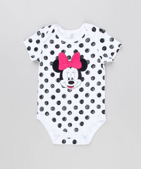 Body-Infantil-Minnie-Estampado-de-Poa-Manga-Curta-Gola-Redonda-em-Algodao---Sustentavel-Branco-8928676-Branco_1
