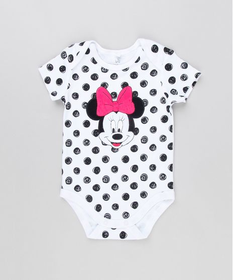 Body-Infantil-Minnie-Estampado-de-Poa-Manga-Curta-Gola-Redonda-em-Algodao---Sustentavel-Branco-8928676-Branco_1
