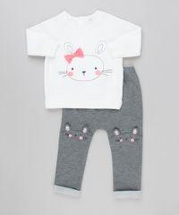 Conjunto-Infantil-de-Blusao-Coelho-com-Laco-Off-White---Calca-em-Moletom-em-Algodao---Sustentavel-Cinza-Mescla-Escuro-8915753-Cinza_Mescla_Escuro_1