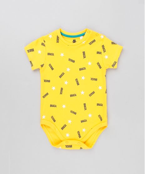 Body-Infantil-Brasil-Estampado-de-Estrelas-Manga-Curta-Decote-Redondo-Amarelo-9154232-Amarelo_1