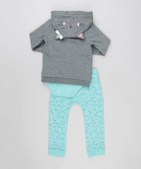 Conjunto-Infantil-de-Blusao-com-Capuz-de-Orelhinhas-Cinza-Mescla-Escuro---Body-Manga-Longa---Calca-Estampada-em-Moletom-em-Algodao---Sustentavel-Verde-8915760-Verde_2