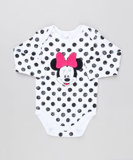 Body-Infantil-Minnie-Estampado-de-Poa-Manga-Longa-Gola-Redonda-em-Algodao---Sustentavel-Branco-8928683-Branco_1