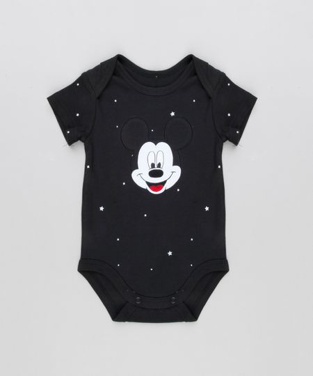 Body-Infantil-Mickey-Estampado-de-Estrelas-Manga-Curta-Gola-Redonda-em-Algodao---Sustentavel-Preto-8928767-Preto_1
