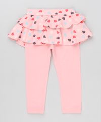 Calca-Legging-Infantil-com-Saia-Estampada-de-Coracoes-em-Algodao---Sustentavel-Rosa-9148928-Rosa_2