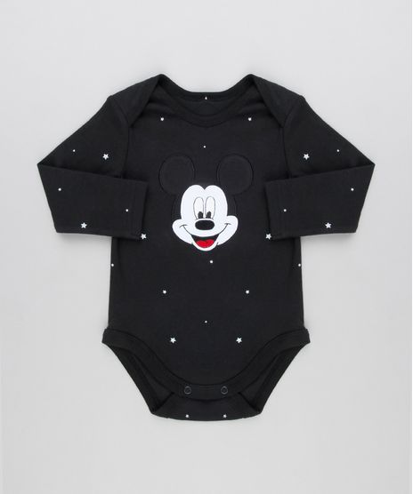 Body-Infantil-Mickey-Estampado-de-Estrelas-Manga-Longa-Gola-Redonda-em-Algodao---Sustentavel-Preto-8928697-Preto_1