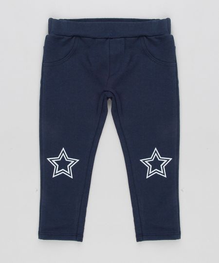 Calca-Legging-Infantil-com-Estampa-de-Estrela-em-Algodao---Sustentavel-Azul-Marinho-9150138-Azul_Marinho_1