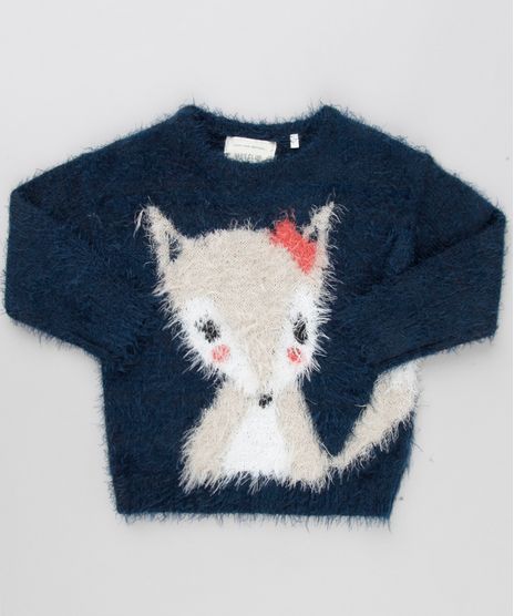 Sueter-Infantil-Raposa-em-Trico-Desfiado-Manga-Longa-Decote-Redondo-Azul-Marinho-8886396-Azul_Marinho_1