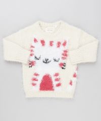 Sueter-Infantil-Gato-em-Trico-Desfiado-Manga-Longa-Decote-Redondo-Bege-8886396-Bege_1