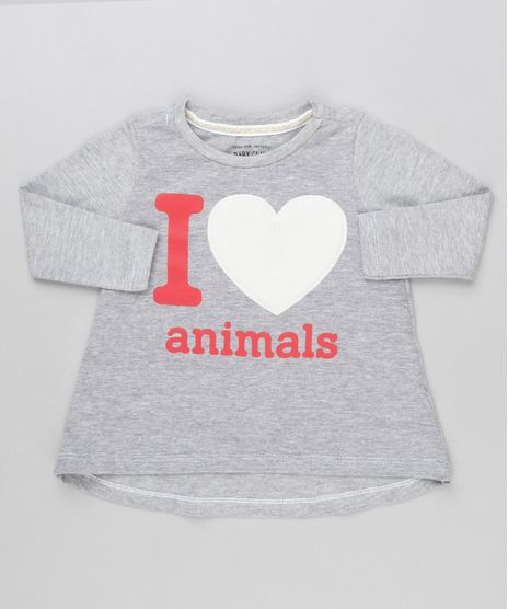 Blusa-Infantil--I-Love-Animal--com-Coracao-Manga-Longa-Decote-Redondo-Cinza-Mescla-9140900-Cinza_Mescla_1