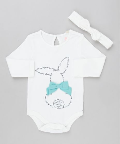 Body-Infantil-Coelho-com-Laco-Manga-Longa-Decote-Redondo---Faixa-de-Cabelo-em-Algodao---Sustentavel-Off-White-8915322-Off_White_1