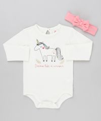 Body-Infantil-Unicornio-Manga-Longa-Decote-Redondo---Faixa-de-Cabelo-com-Laco-em-Algodao---Sustentavel-Off-White-9137709-Off_White_1
