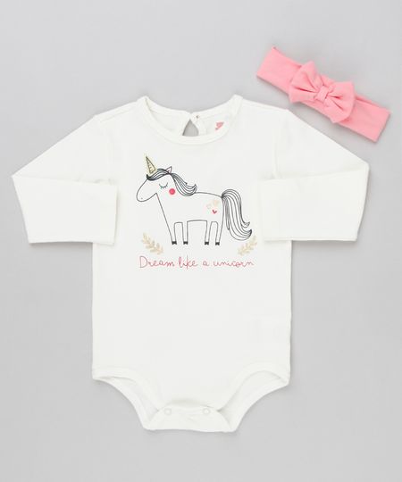 Body-Infantil-Unicornio-Manga-Longa-Decote-Redondo---Faixa-de-Cabelo-com-Laco-em-Algodao---Sustentavel-Off-White-9137709-Off_White_1