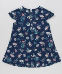 Vestido-Infantil-Estampado-Floral-Manga-Curta-Decote-Redondo-Bege-8877243-Bege_2