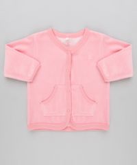Cardigan-Infantil-em-Plush-Manga-Longa-de-Algodao---Sustentavel-Rosa-8811421-Rosa_1