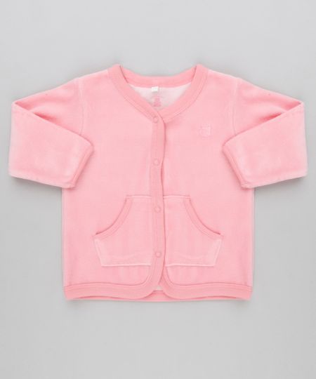 Cardigan-Infantil-em-Plush-Manga-Longa-de-Algodao---Sustentavel-Rosa-8811421-Rosa_1
