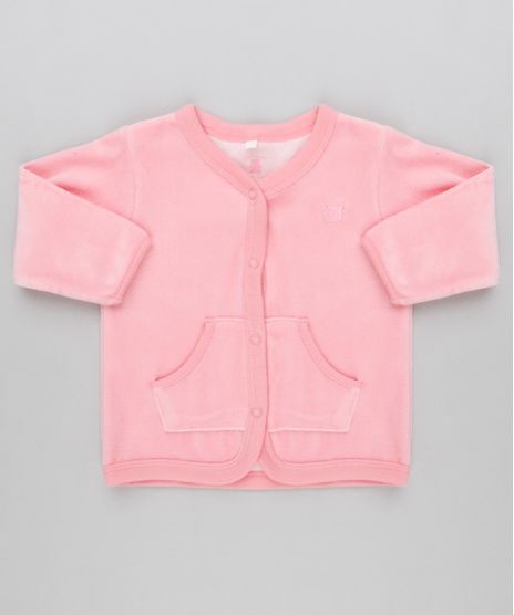 Cardigan-Infantil-em-Plush-Manga-Longa-de-Algodao---Sustentavel-Rosa-8811421-Rosa_1