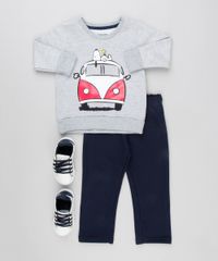 Conjunto-Infantil-Snoopy-de-Blusao-Cinza-Mescla---Calca-em-Moletom-Azul-Marinho-9129673-Azul_Marinho_3