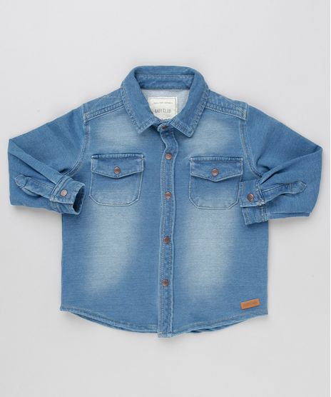 Camisa-Jeans-Infantil-em-Moletom-Manga-Longa-com-Bolsos-Azul-Medio-8865665-Azul_Medio_1