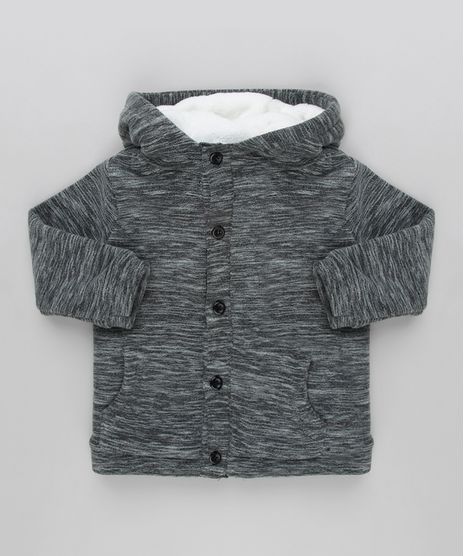Casaco-Infantil-em-Fleece-Mescla-com-Capuz-de-Orelhinhas-e-Pelo-Chumbo-8872842-Chumbo_1