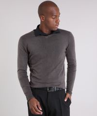Sueter-Masculino-Basico-em-Trico-Manga-Longa-Gola-V-Chumbo-8464173-Chumbo_1