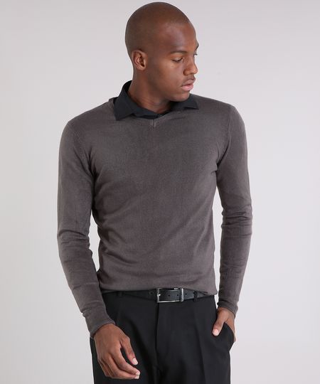 Sueter-Masculino-Basico-em-Trico-Manga-Longa-Gola-V-Chumbo-8464173-Chumbo_1 Sueter-Masculino-Basico-em-Trico-Manga-Longa-Gola-V-Chumbo-8464173-Chumbo_1