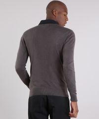 Sueter-Masculino-Basico-em-Trico-Manga-Longa-Gola-V-Chumbo-8464173-Chumbo_2