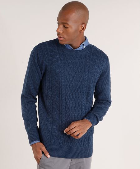 Sueter-Masculino-Cables-em-Trico-Gola-Redonda-Manga-Longa-Azul-Marinho-8850278-Azul_Marinho_1