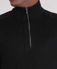 Sueter-Masculino-Gola-Alta-com-Ziper-em-Trico-Preto-8851690-Preto_4