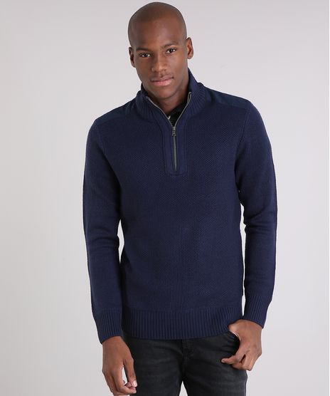 Sueter-Masculino-Gola-Alta-com-Ziper-em-Trico-Azul-Marinho-8851690-Azul_Marinho_1