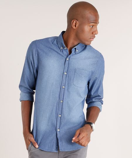 Camisa-Jeans-Masculina-Comfort-Listrada-Manga-Longa-Azul-Medio-9109739-Azul_Medio_1 Camisa-Jeans-Masculina-Comfort-Listrada-Manga-Longa-Azul-Medio-9109739-Azul_Medio_1