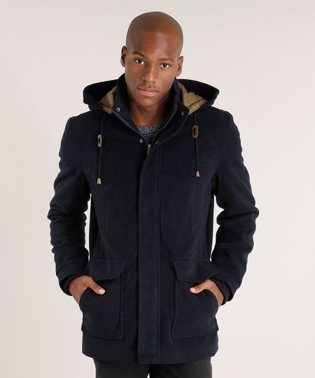 Parka-Masculina-em-Feltro-Gola-Alta-com-Capuz-Removivel-Azul-Marinho-8851187-Azul_Marinho_1