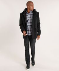 Parka-Masculina-em-Feltro-Gola-Alta-com-Capuz-Removivel-Preta-8851187-Preto_3