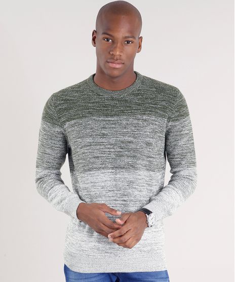 Sueter-Masculino-Degrade-em-Trico-Gola-Redonda-Manga-Longa-Verde-Militar-8850267-Verde_Militar_1