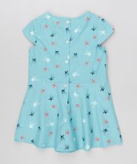 Vestido-Infantil-Estampado-de-Estrelas-Com-Pregas-Manga-Curta-Decote-Redondo-Azul-Claro-8877289-Azul_Claro_2