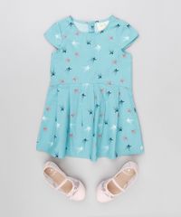 Vestido-Infantil-Estampado-de-Estrelas-Com-Pregas-Manga-Curta-Decote-Redondo-Azul-Claro-8877289-Azul_Claro_3