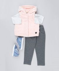 Conjunto-Infantil-de-Colete-de-Pelo-com-Capuz-Rosa---Blusa-com-Laco-Manga-Longa-Cinza-Mescla---Calca--Cinza-Mescla-Escuro-8898277-Cinza_Mescla_Escuro_3
