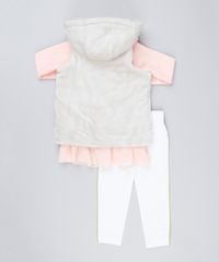 Conjunto-Infantil-de-Colete-de-Pelo-com-Capuz---Blusa-Manga-Longa-com-Tule-Coral---Calca-Legging-com-Vivo-Off-White-8898283-Off_White_2