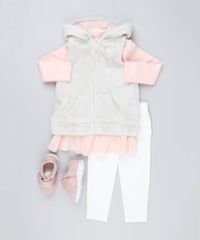 Conjunto-Infantil-de-Colete-de-Pelo-com-Capuz---Blusa-Manga-Longa-com-Tule-Coral---Calca-Legging-com-Vivo-Off-White-8898283-Off_White_3
