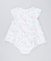 Vestido-Infantil--Estampado-de-Coelhos-com-Babado-Manga-Curta---Meia-Calca-em-Algodao---Sustentavel-Branco-8935396-Branco_2