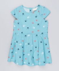 Vestido-Infantil-Estampado-de-Estrelas-Com-Pregas-Manga-Curta-Decote-Redondo---Meia-Calca-Azul-Claro-8877283-Azul_Claro_1