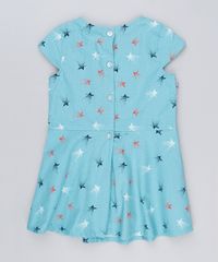 Vestido-Infantil-Estampado-de-Estrelas-Com-Pregas-Manga-Curta-Decote-Redondo---Meia-Calca-Azul-Claro-8877283-Azul_Claro_2