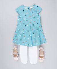 Vestido-Infantil-Estampado-de-Estrelas-Com-Pregas-Manga-Curta-Decote-Redondo---Meia-Calca-Azul-Claro-8877283-Azul_Claro_3