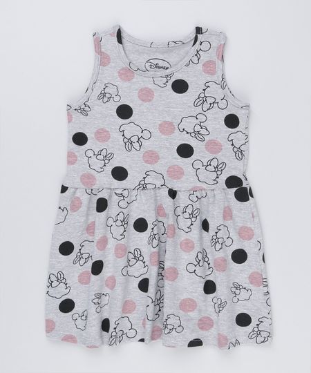 Vestido-Infantil-Minnie-Estampado-Sem-Manga-Curto-Decote-Redondo-Cinza-Mescla-9169076-Cinza_Mescla_1