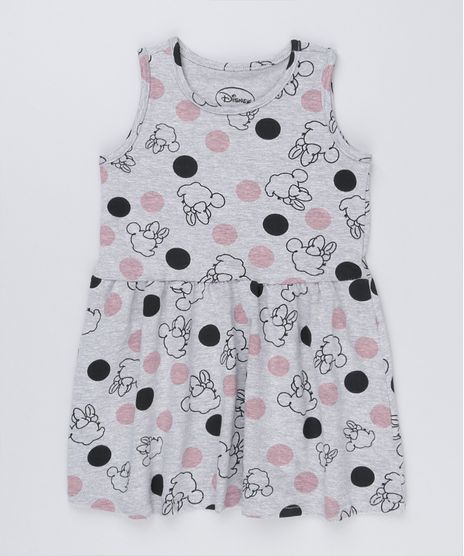 Vestido-Infantil-Minnie-Estampado-Sem-Manga-Curto-Decote-Redondo-Cinza-Mescla-9169076-Cinza_Mescla_1