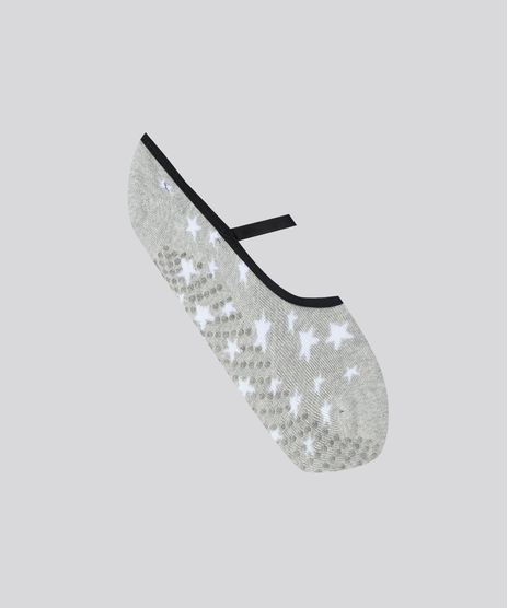 Meia-Sapatilha-Estampada-de-Estrelas-Cinza-Mescla-9114950-Cinza_Mescla_1