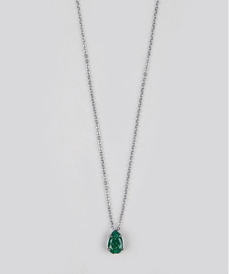 Colar-Feminino-com-Pedraria-Verde-Prateado-9186478-Prateado_1