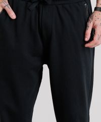 Calca-Masculina-Jogger-em-Moletom-com-Textura-e-Ziper-Preta-8834948-Preto_4