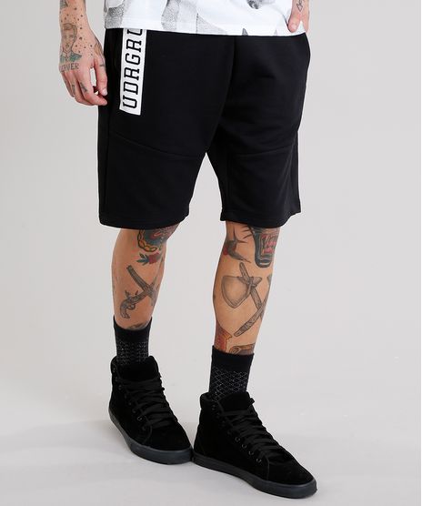 Bermuda-Masculina-em-Moletom--UDRGRUND--com-Ziper-Preta-9152107-Preto_1