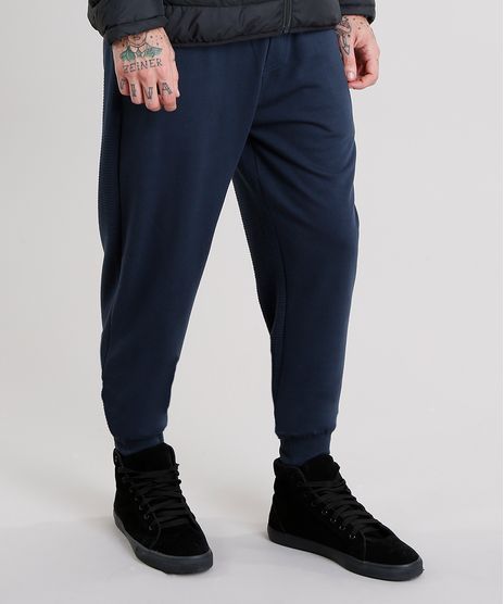Calca-Masculina-Jogger-em-Moletom-com-Textura-e-Ziper-Azul-Marinho-8834948-Azul_Marinho_1